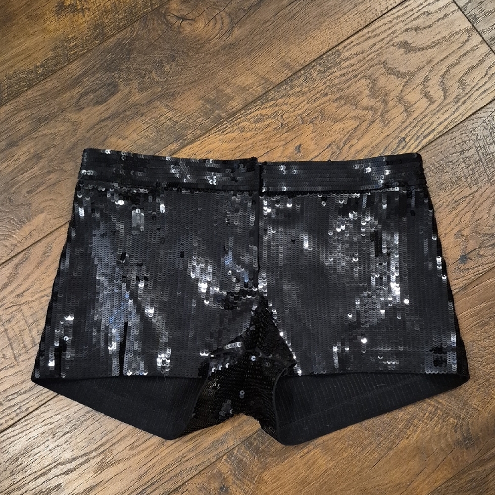Womens Express Black Sequin High Waist Shorts SIZE 4